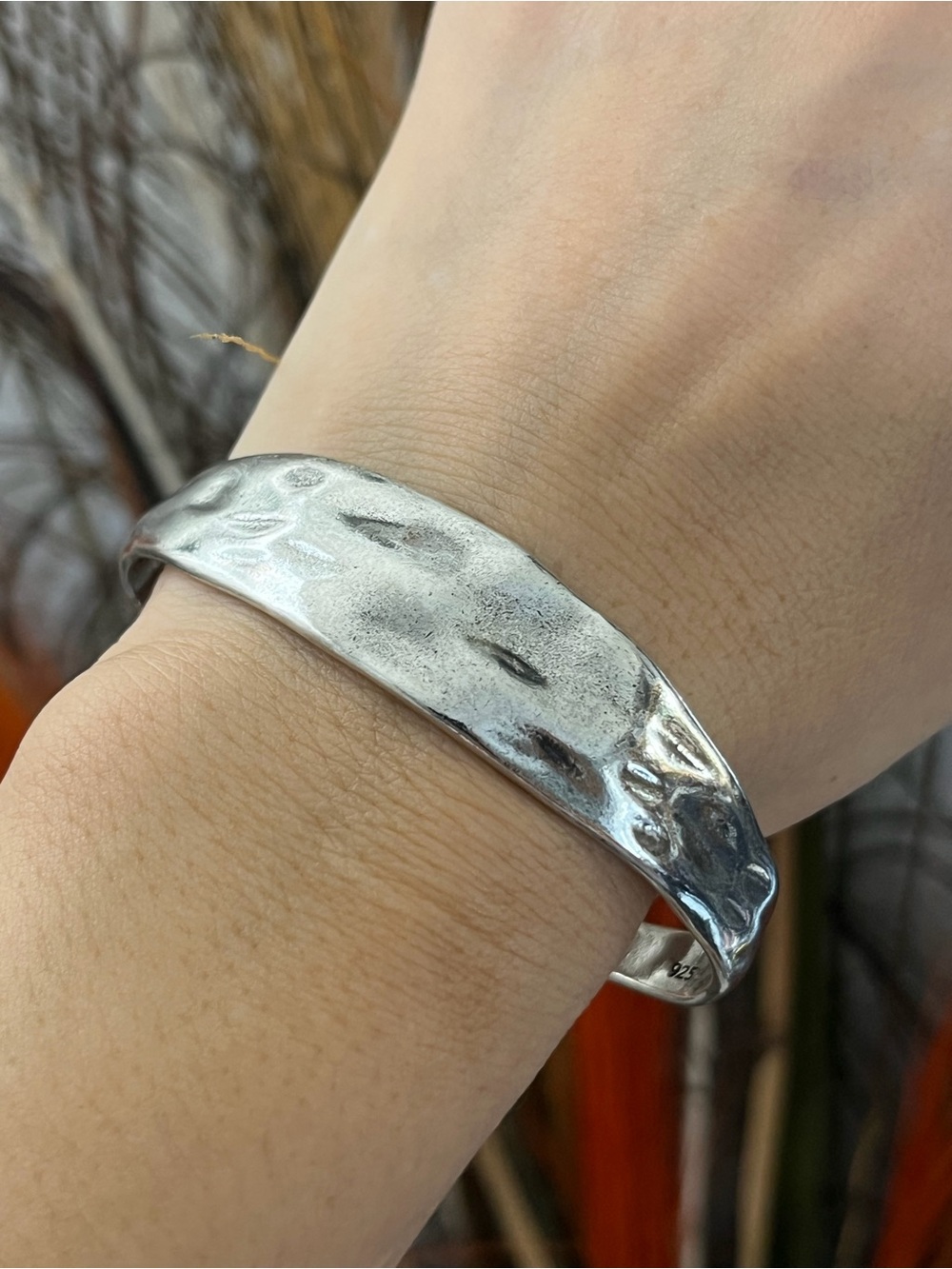 S925 silver thick wide cuff bangle bracelet for women girls top seller